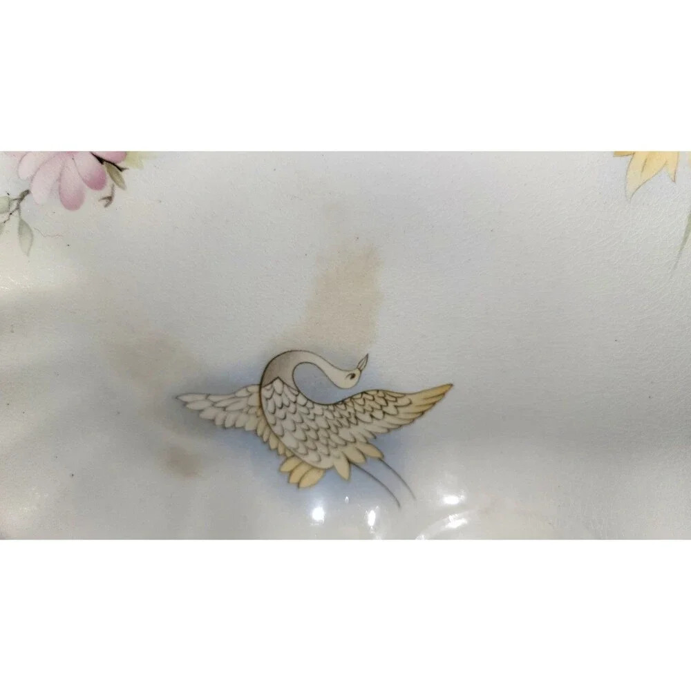 James Kent Old Foley Bone China Sandwich Tray Gold gilt & Pink Roses, 1950s Vint